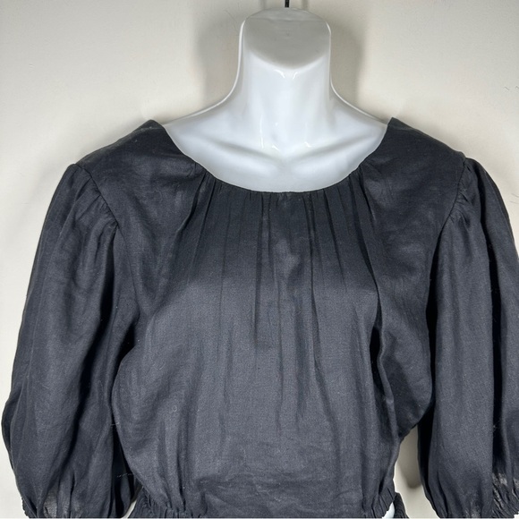 All Saints Colette Linen Mini Dress in Black 10 - Picture 6 of 10